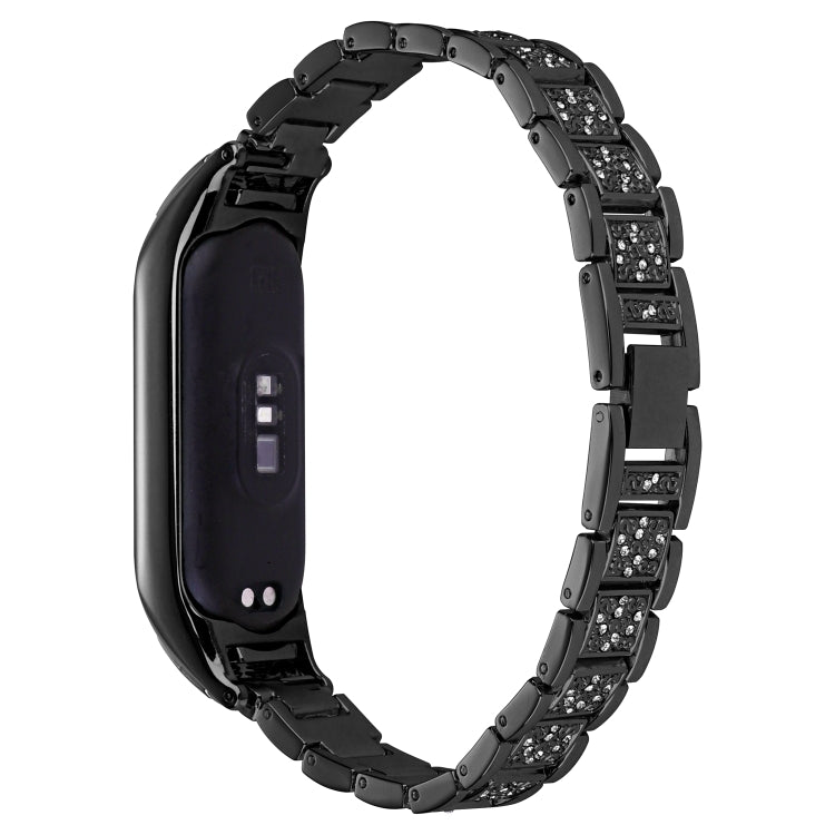 For Xiaomi Mi Band 4 / 3 Universal Three-beads Full Diamond Metal Watch Band