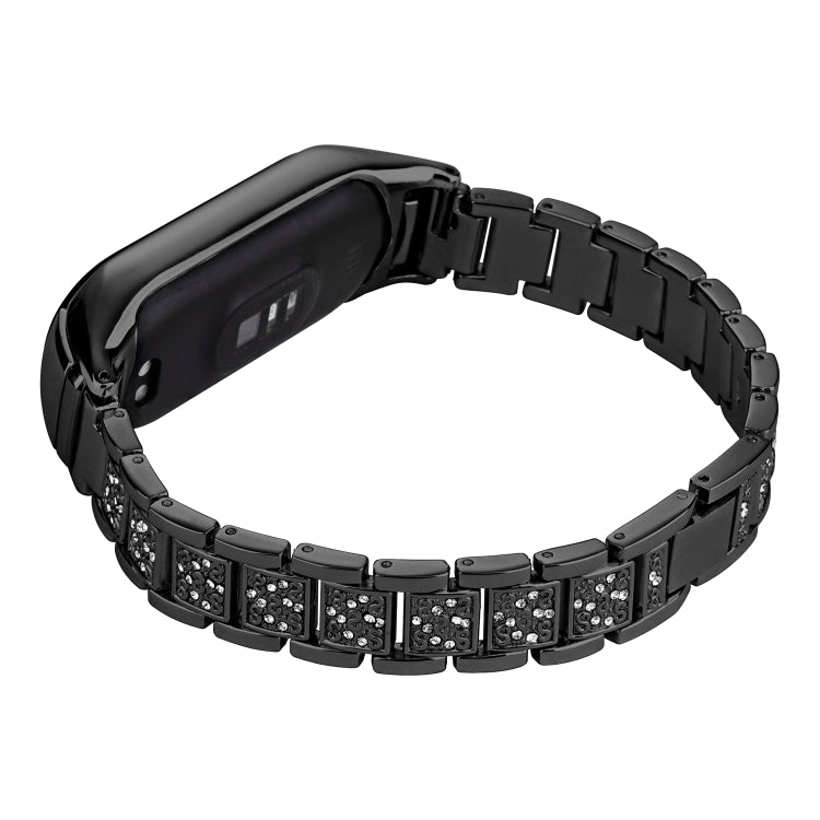 For Xiaomi Mi Band 4 / 3 Universal Three-beads Full Diamond Metal Watch Band