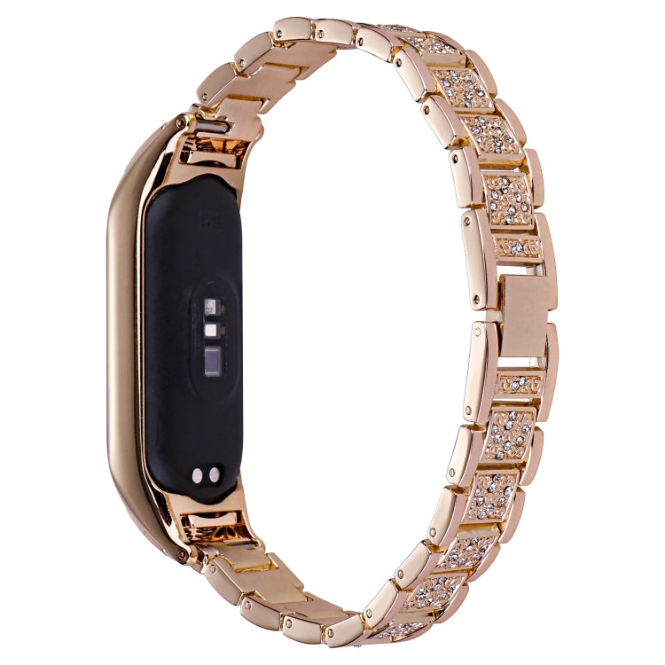 For Xiaomi Mi Band 4 / 3 Universal Three-beads Full Diamond Metal Watch Band