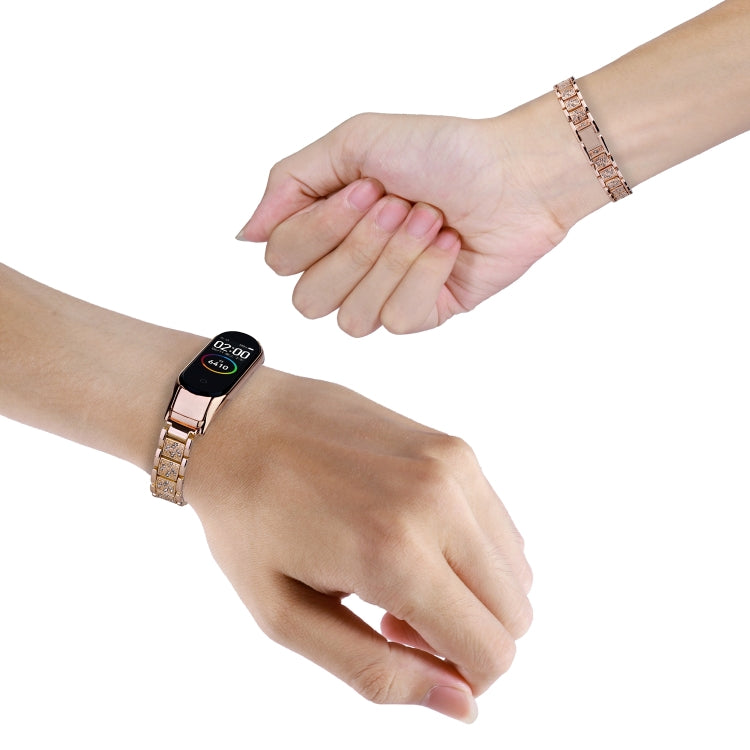 For Xiaomi Mi Band 4 / 3 Universal Three-beads Full Diamond Metal Watch Band