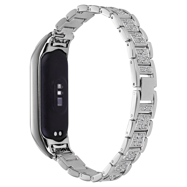 For Xiaomi Mi Band 4 / 3 Universal Three-beads Full Diamond Metal Watch Band