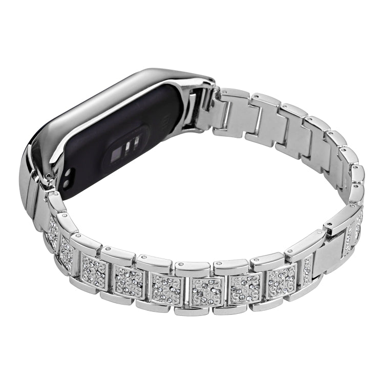 For Xiaomi Mi Band 4 / 3 Universal Three-beads Full Diamond Metal Watch Band