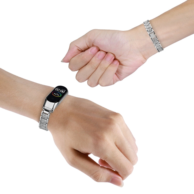 For Xiaomi Mi Band 4 / 3 Universal Three-beads Full Diamond Metal Watch Band