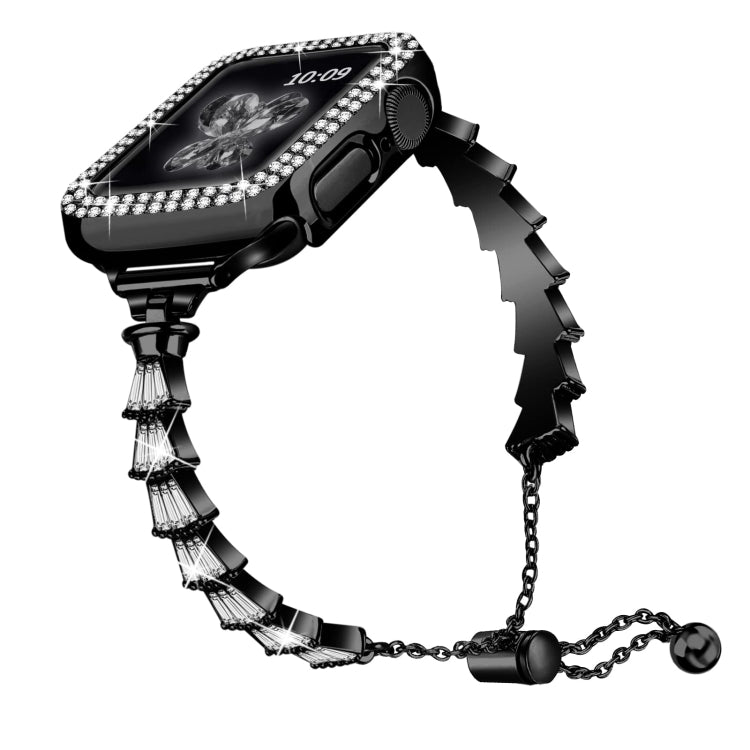 Full Diamond Crown Metal Watch Band For Apple Watch Series 8&7 45mm / SE 2&6&SE&5&4 44mm / 3&2&1 42mm