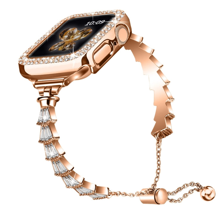 Full Diamond Crown Metal Watch Band For Apple Watch Series 8&7 45mm / SE 2&6&SE&5&4 44mm / 3&2&1 42mm