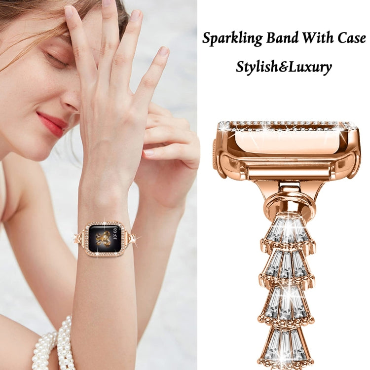 Full Diamond Crown Metal Watch Band For Apple Watch Series 8&7 45mm / SE 2&6&SE&5&4 44mm / 3&2&1 42mm