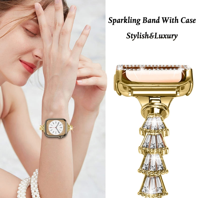 Full Diamond Crown Metal Watch Band For Apple Watch Series 8&7 45mm / SE 2&6&SE&5&4 44mm / 3&2&1 42mm