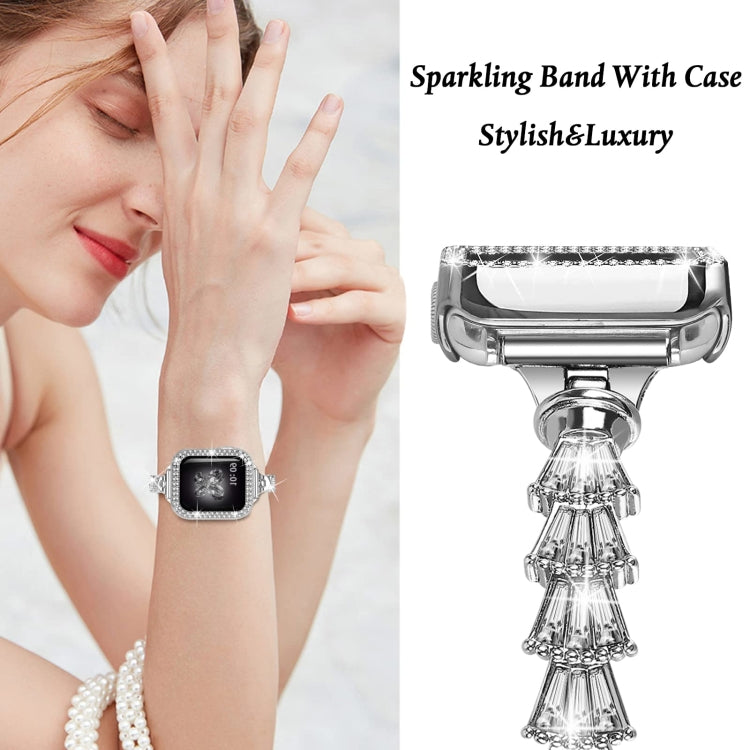 Full Diamond Crown Metal Watch Band For Apple Watch Series 8&7 45mm / SE 2&6&SE&5&4 44mm / 3&2&1 42mm