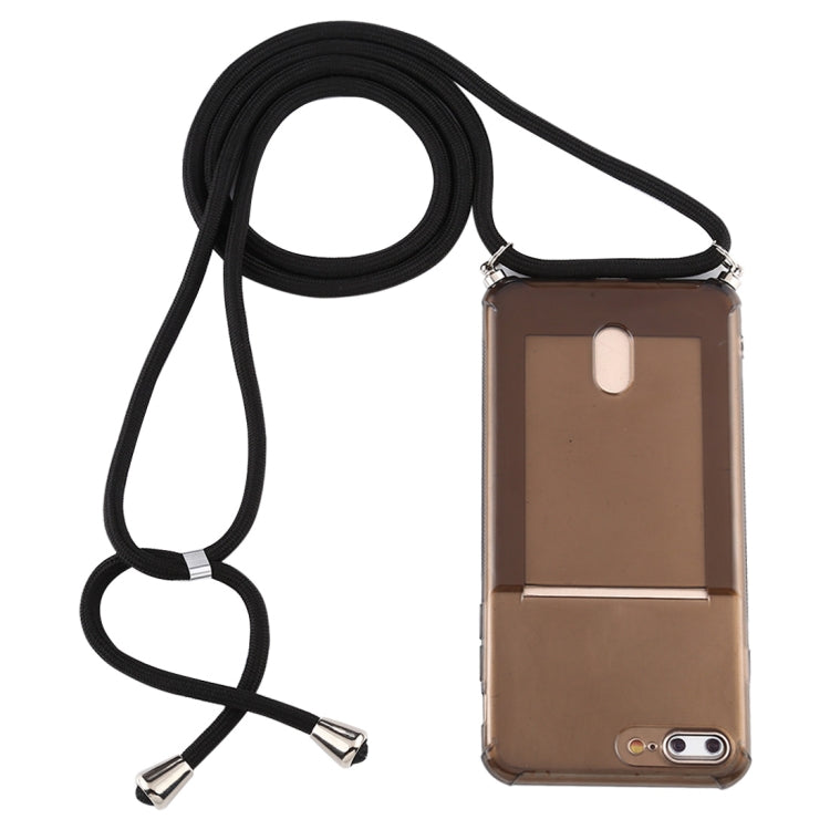 For iPhone 8 Plus / 7 Plus Transparent TPU Protective Case with Lanyard & Card Slot