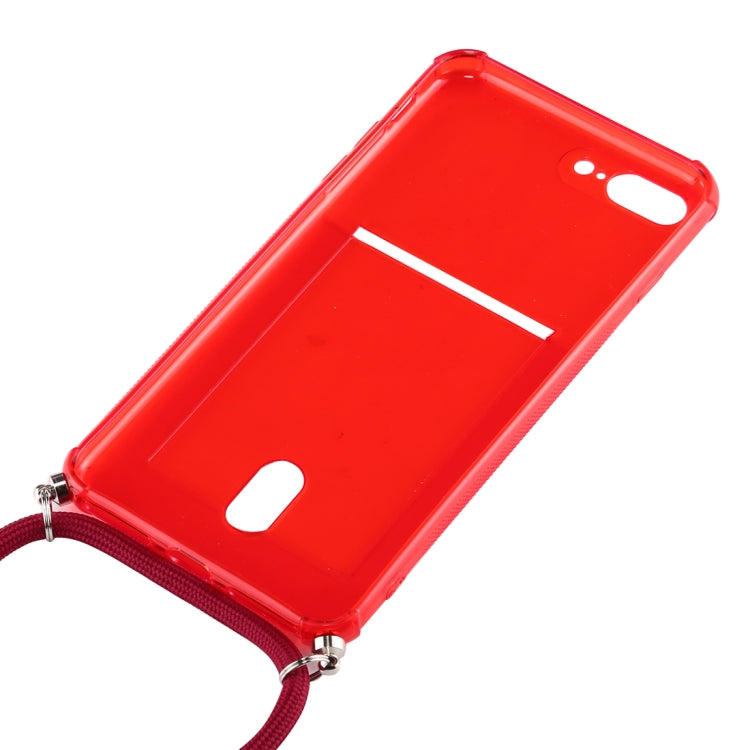 For iPhone 8 Plus / 7 Plus Transparent TPU Protective Case with Lanyard & Card Slot
