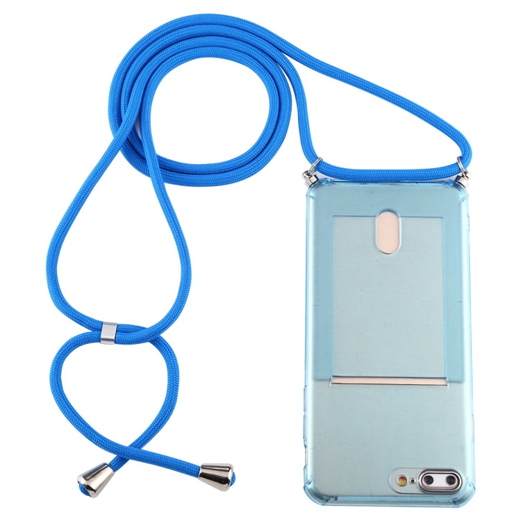 For iPhone 8 Plus / 7 Plus Transparent TPU Protective Case with Lanyard & Card Slot
