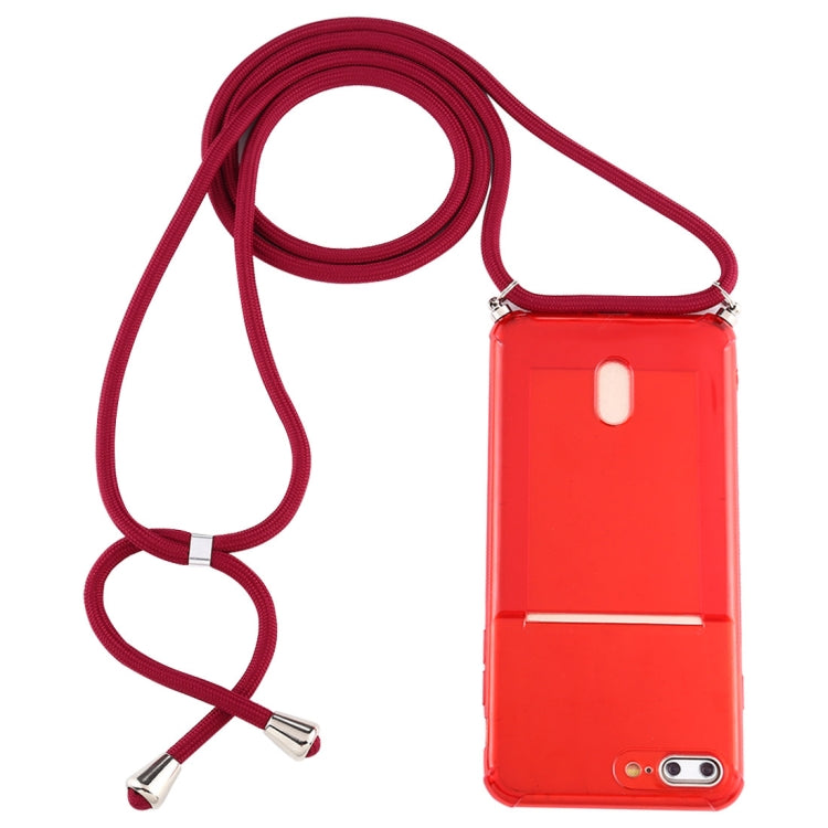 For iPhone 8 Plus / 7 Plus Transparent TPU Protective Case with Lanyard & Card Slot