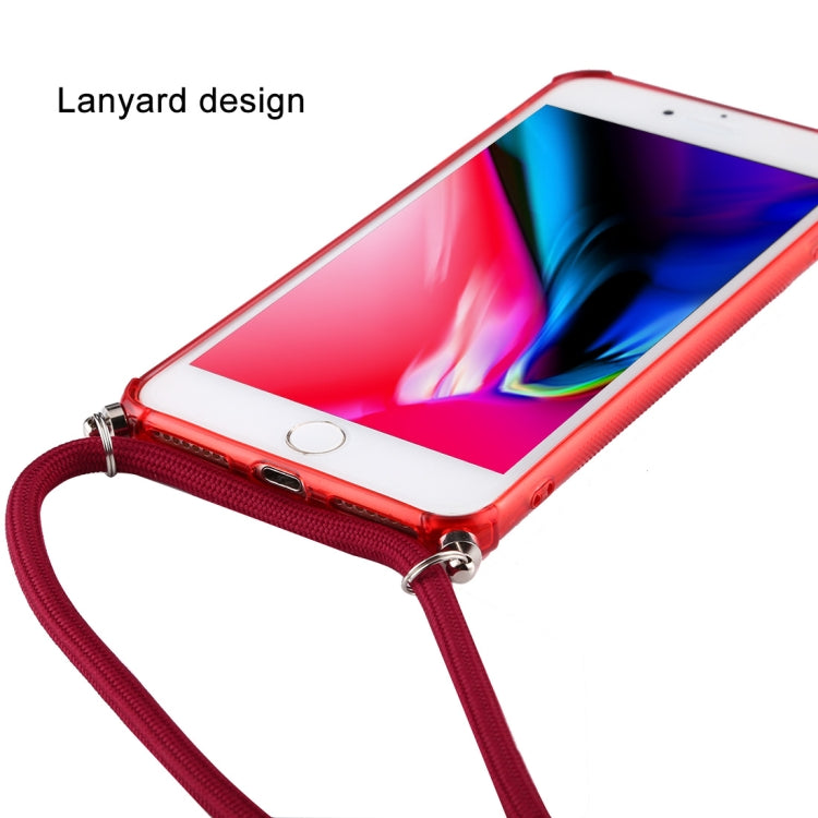For iPhone 8 Plus / 7 Plus Transparent TPU Protective Case with Lanyard & Card Slot