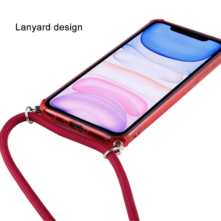For iPhone 11 Transparent TPU Protective Case with Lanyard & Card Slot