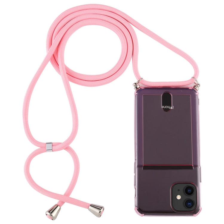 For iPhone 11 Transparent TPU Protective Case with Lanyard & Card Slot