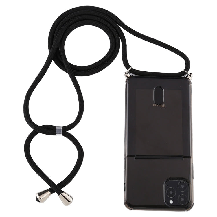 For iPhone 11 Pro Max Transparent TPU Protective Case with Lanyard & Card Slot