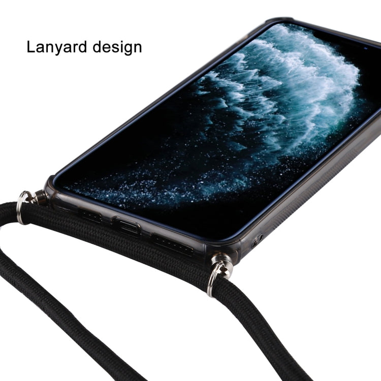 For iPhone 11 Pro Max Transparent TPU Protective Case with Lanyard & Card Slot