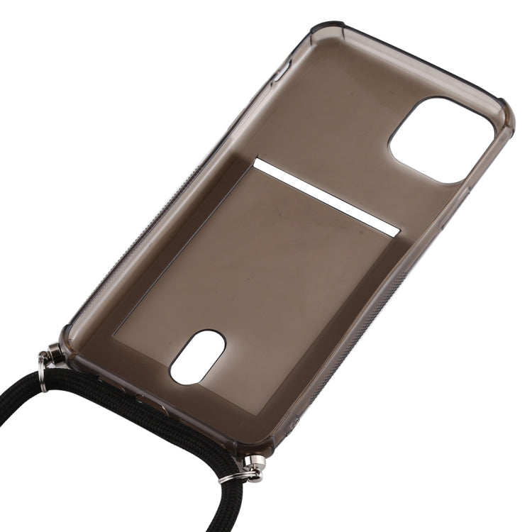 For iPhone 11 Pro Max Transparent TPU Protective Case with Lanyard & Card Slot