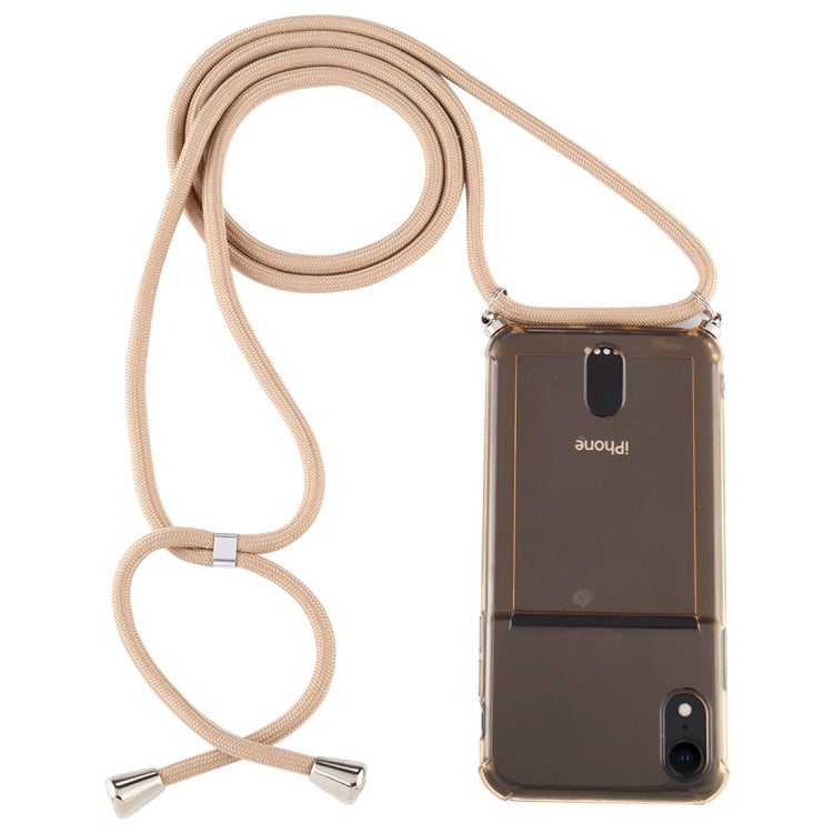 For iPhone XR Transparent TPU Protective Case with Lanyard & Card Slot