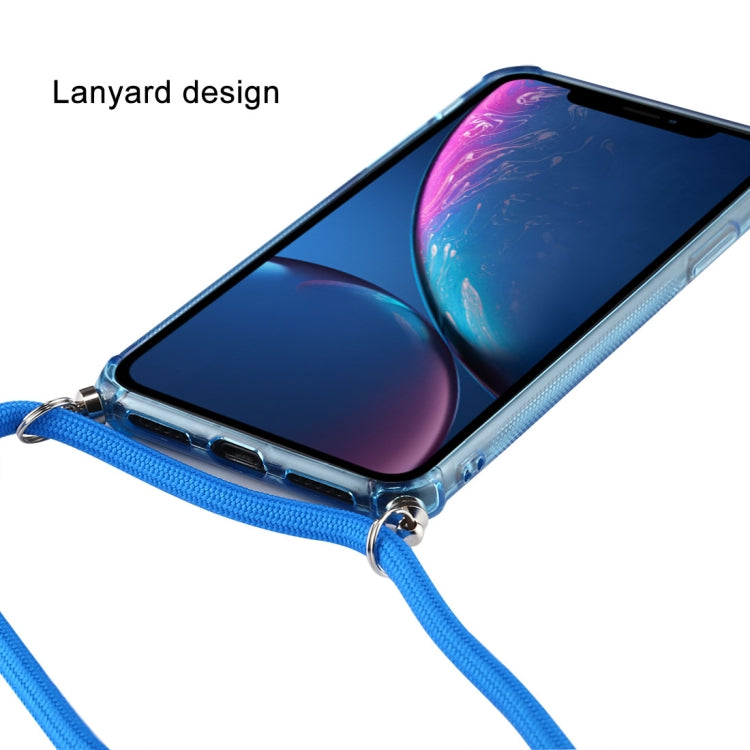 For iPhone XR Transparent TPU Protective Case with Lanyard & Card Slot