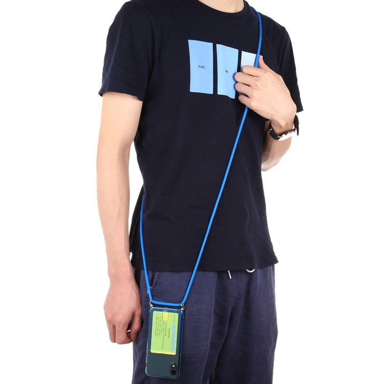 For iPhone XR Transparent TPU Protective Case with Lanyard & Card Slot