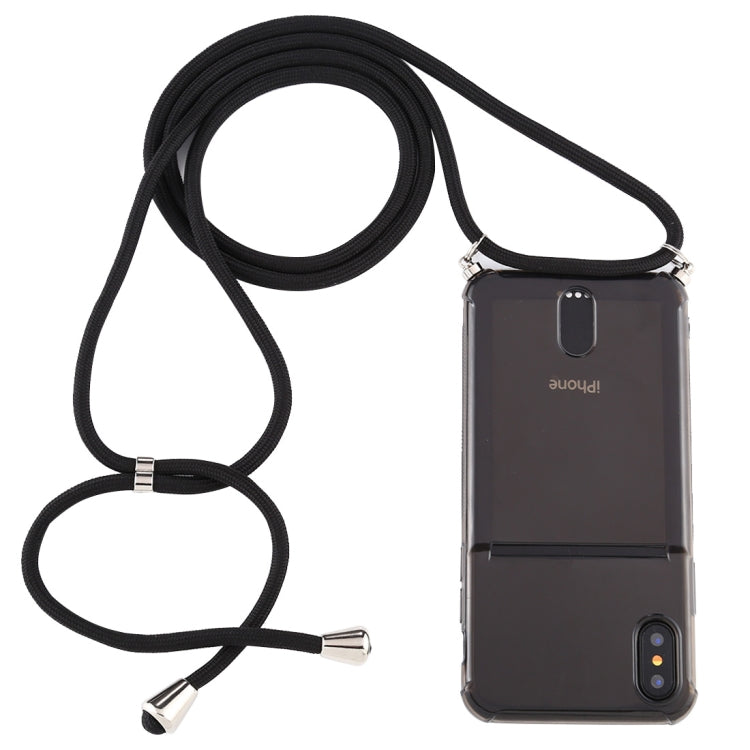 For iPhone X / XS Transparent TPU Protective Case with Lanyard & Card Slot