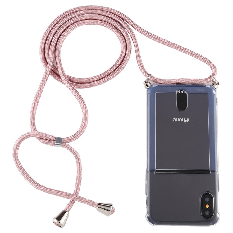 For iPhone X / XS Transparent TPU Protective Case with Lanyard & Card Slot