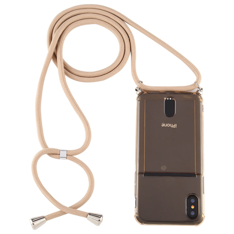 For iPhone X / XS Transparent TPU Protective Case with Lanyard & Card Slot