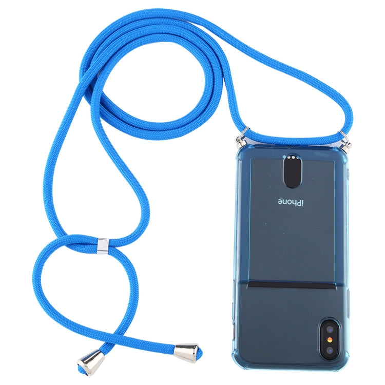 For iPhone X / XS Transparent TPU Protective Case with Lanyard & Card Slot