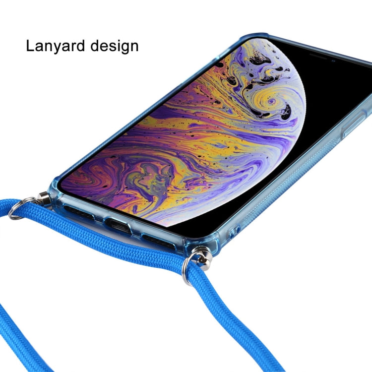 For iPhone XS Max Transparent TPU Protective Case with Lanyard & Card Slot