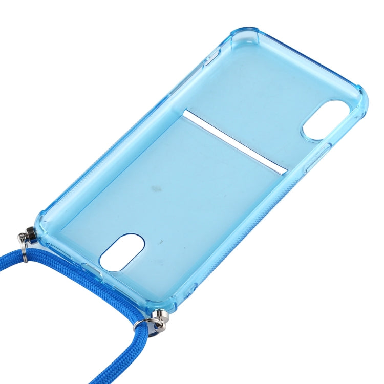 For iPhone XS Max Transparent TPU Protective Case with Lanyard & Card Slot
