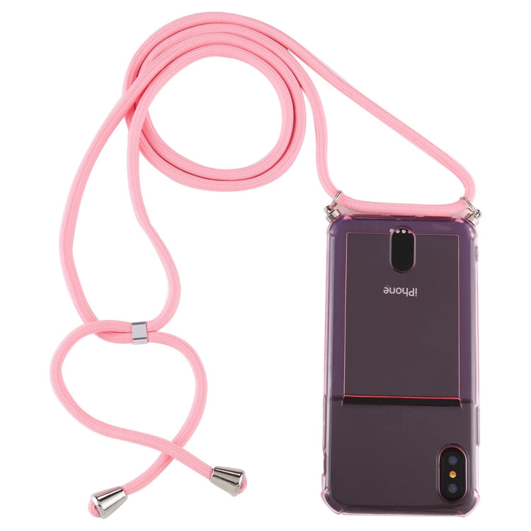 For iPhone XS Max Transparent TPU Protective Case with Lanyard & Card Slot
