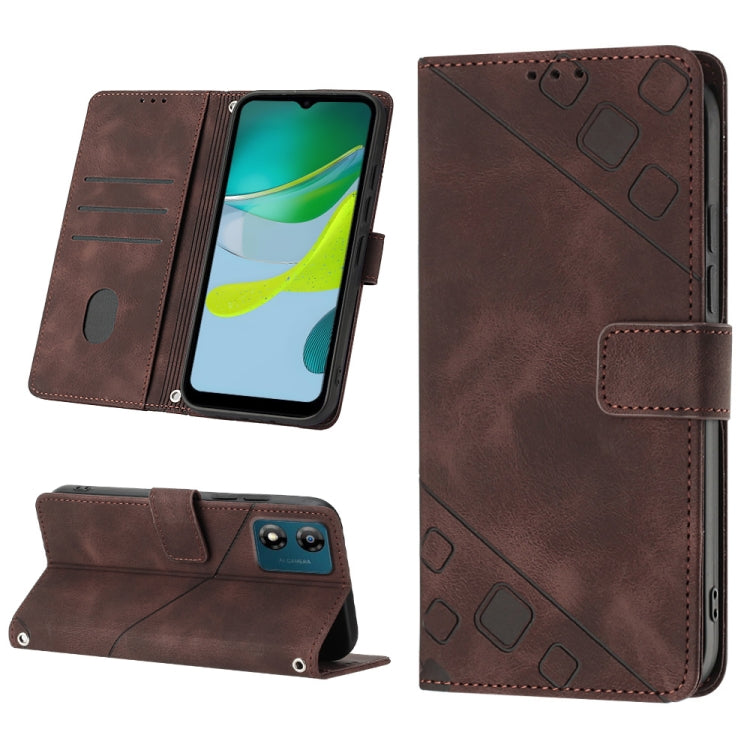 For Motorola Moto E13 Skin-feel Embossed Leather Phone Case