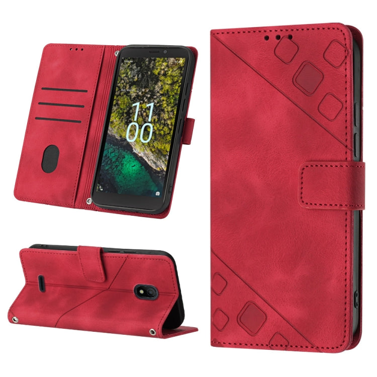 For Nokia C100 Skin-feel Embossed Leather Phone Case