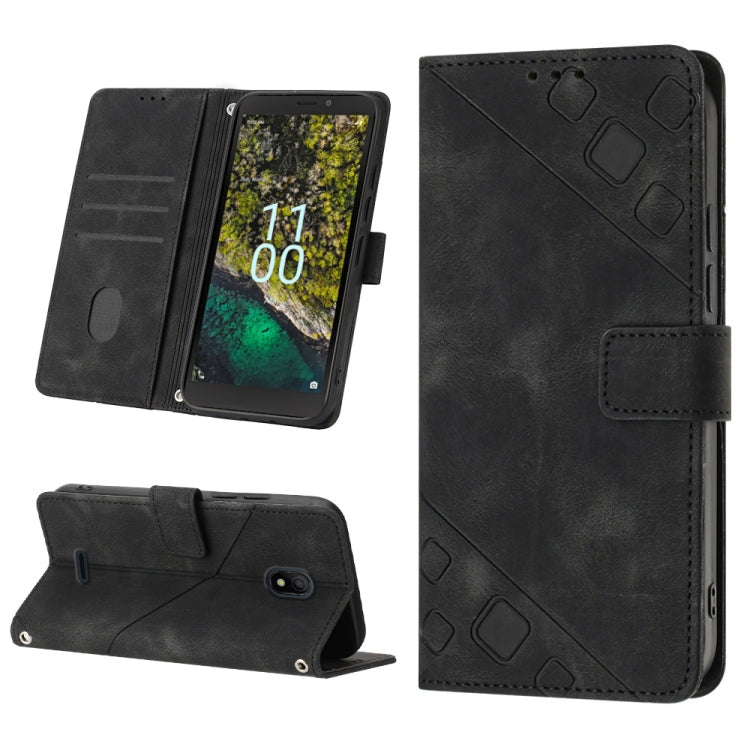 For Nokia C100 Skin-feel Embossed Leather Phone Case