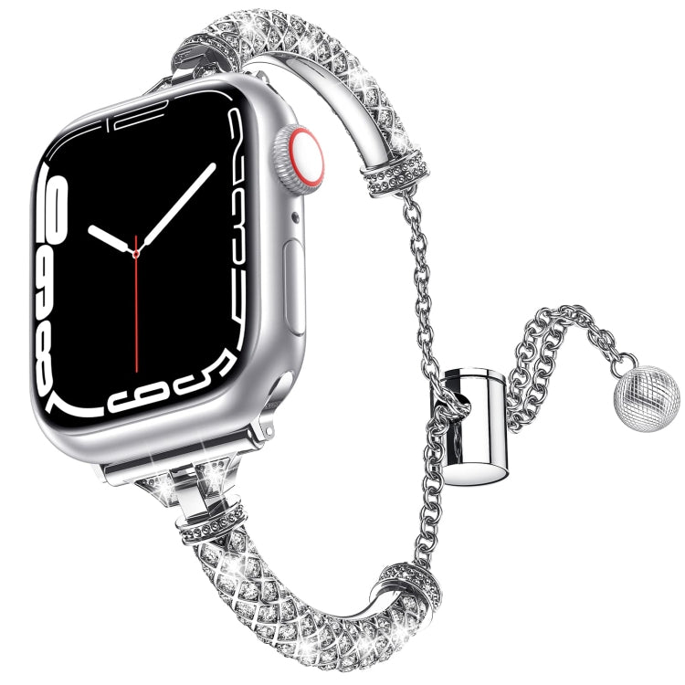 Full Diamond Metal Bracelet Watch Band For Apple Watch Series 8&7 45mm / SE 2&6&SE&5&4 44mm / 3&2&1 42mm