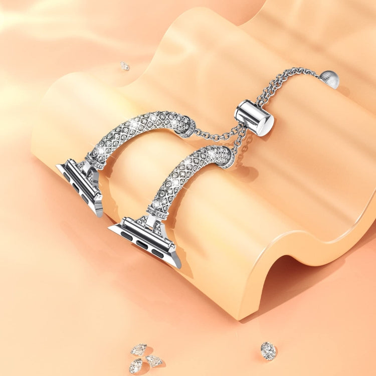 Full Diamond Metal Bracelet Watch Band For Apple Watch Series 8&7 45mm / SE 2&6&SE&5&4 44mm / 3&2&1 42mm