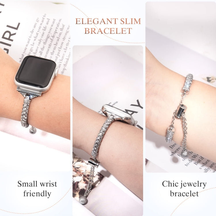 Full Diamond Metal Bracelet Watch Band For Apple Watch Series 8&7 45mm / SE 2&6&SE&5&4 44mm / 3&2&1 42mm