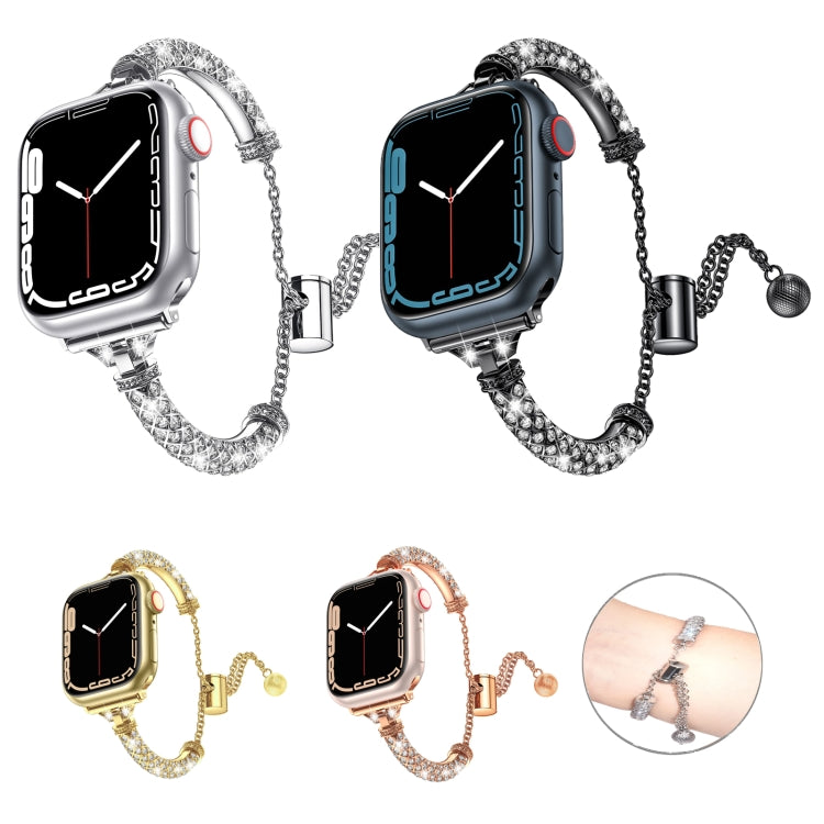 Full Diamond Metal Bracelet Watch Band For Apple Watch Series 8&7 45mm / SE 2&6&SE&5&4 44mm / 3&2&1 42mm