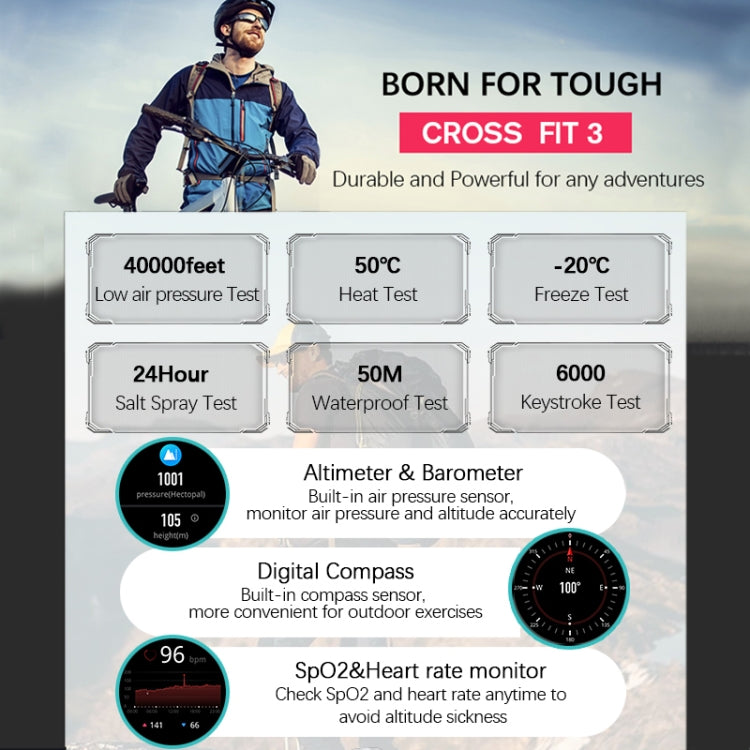 NORTH EDGE CROSS FIT3 Fashion Bluetooth Sports Smart Watch Supports Multiple Sports Modes, Sleep Monitoring, Heart Rate Monitoring(Black)
