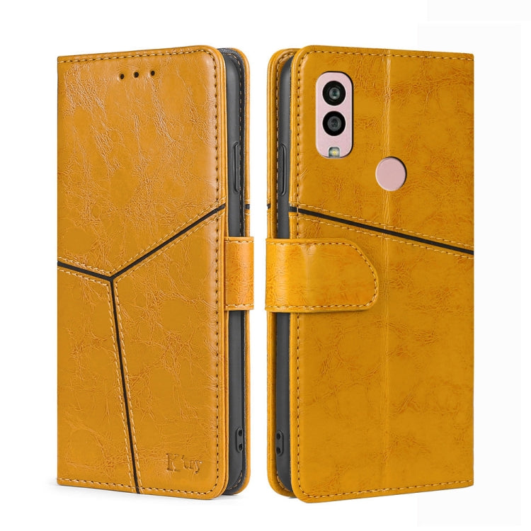 For Kyocera Android One S10 Geometric Stitching Leather Phone Case