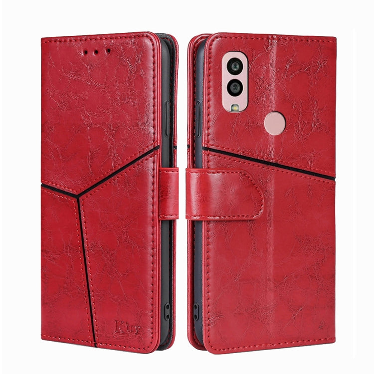 For Kyocera Android One S10 Geometric Stitching Leather Phone Case