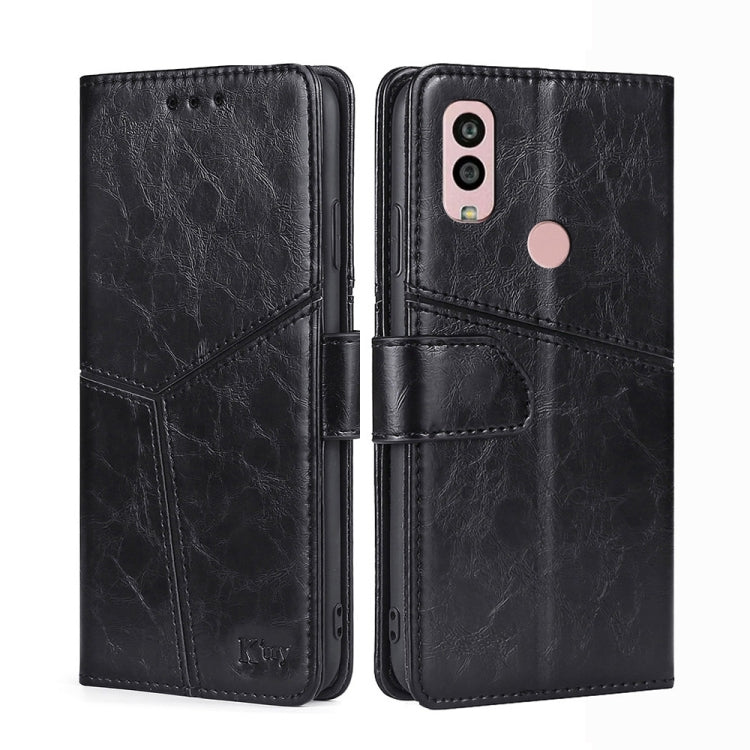 For Kyocera Android One S10 Geometric Stitching Leather Phone Case