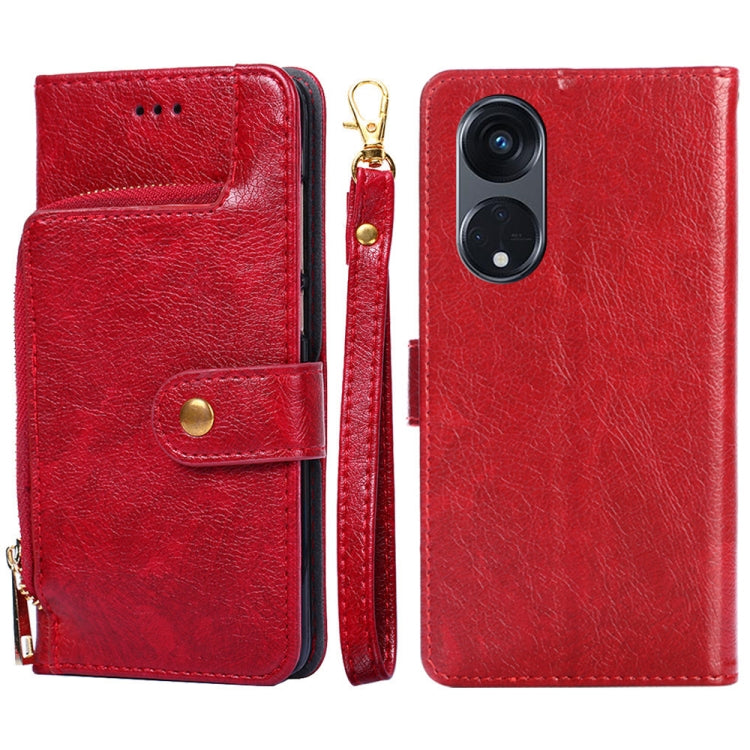 For OPPO Reno8 T 5G/A1 Pro 5G Zipper Bag Leather Phone Case