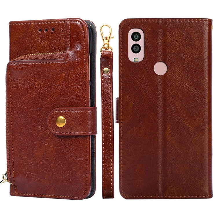 For Kyocera Android One S10 Zipper Bag Leather Phone Case