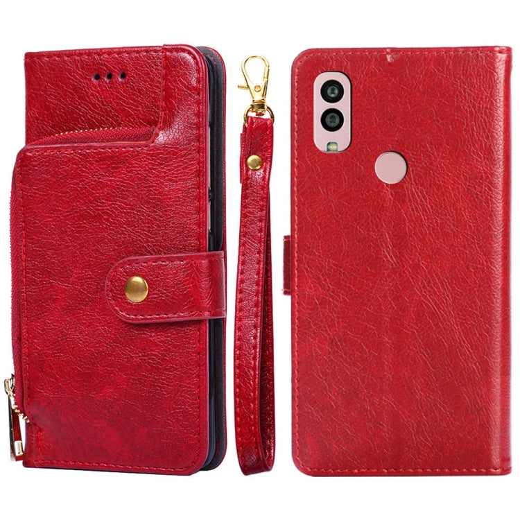 For Kyocera Android One S10 Zipper Bag Leather Phone Case