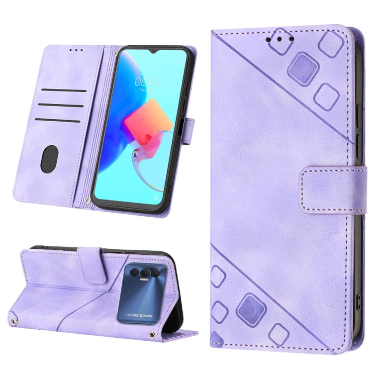 For Tecno Spark 8P Skin-feel Embossed Leather Phone Case