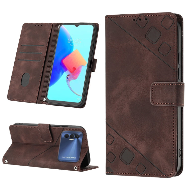 For Tecno Spark 8P Skin-feel Embossed Leather Phone Case