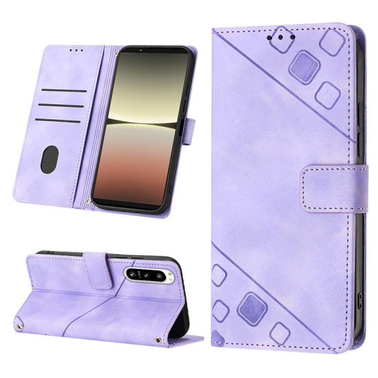For Sony Xperia 5 IV Skin-feel Embossed Leather Phone Case