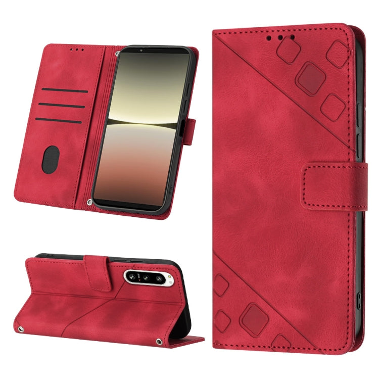 For Sony Xperia 5 IV Skin-feel Embossed Leather Phone Case